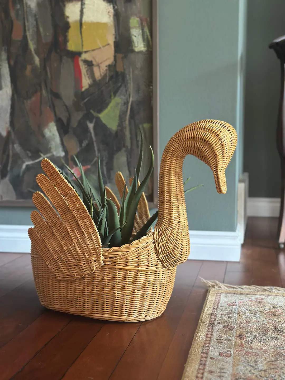 Vintage Wicker Swan Planter | Etsy (US)
