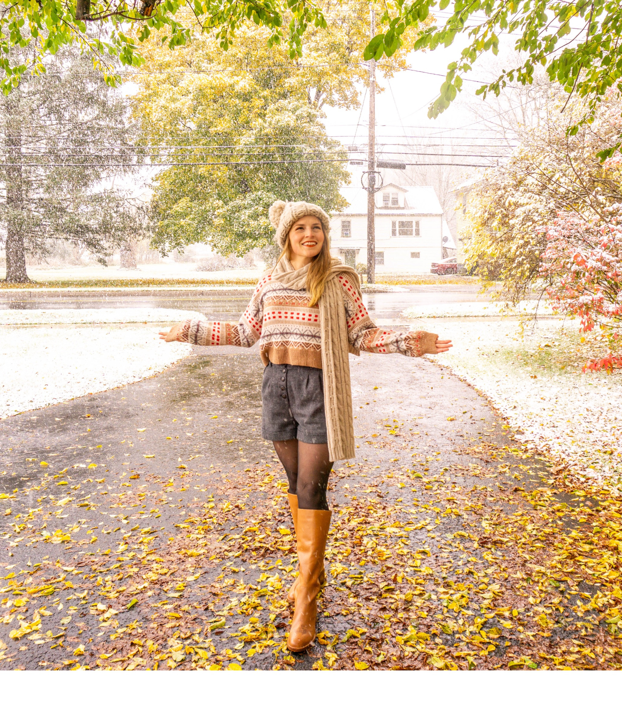 The first snow of the season is always so magical ✨ If you’re wondering jf I wear these boots every day, the answer is “yes” 😂 The investment shoe my wardrobe needed! I also love layering tights underneath shorts during the colder months for a personalized look. 

#LTKHoliday #LTKshoecrush #LTKSeasonal