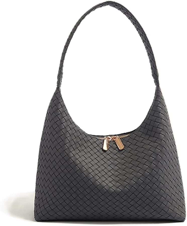 Leather Hobo Bags for Women Small Soft Shoulder Purse Slouchy Tote Handbags with Double Zipper De... | Amazon (US)