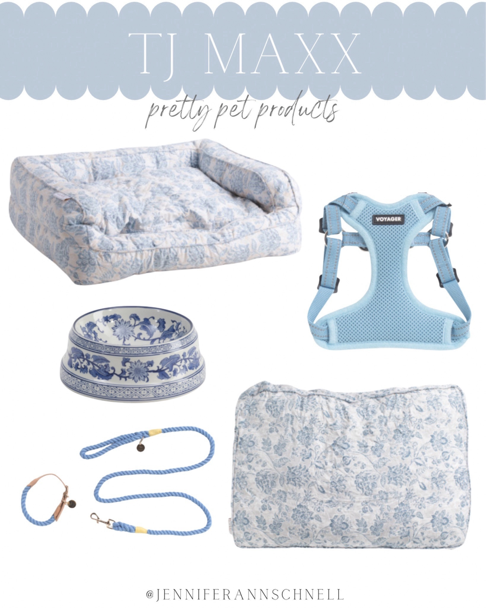 Pretty pet products from TJ Maxx!

Blue and white dog bed, coastal dog bed, chinoiserie dog bowl, chinoiserie pet bowl, blue dog collar, blue dog leash, blue dog harness, coastal decor, beach house decor, beach decor, beach style, coastal home decor, coastal decorating, coastal interiors, coastal house decor, beach style, neutral home decor, modern traditional, traditional home decor, coastal hamptons Nantucket home decor, preppy, classic, timeless, blue & white home decor, grandmillennial, coastal grandmother