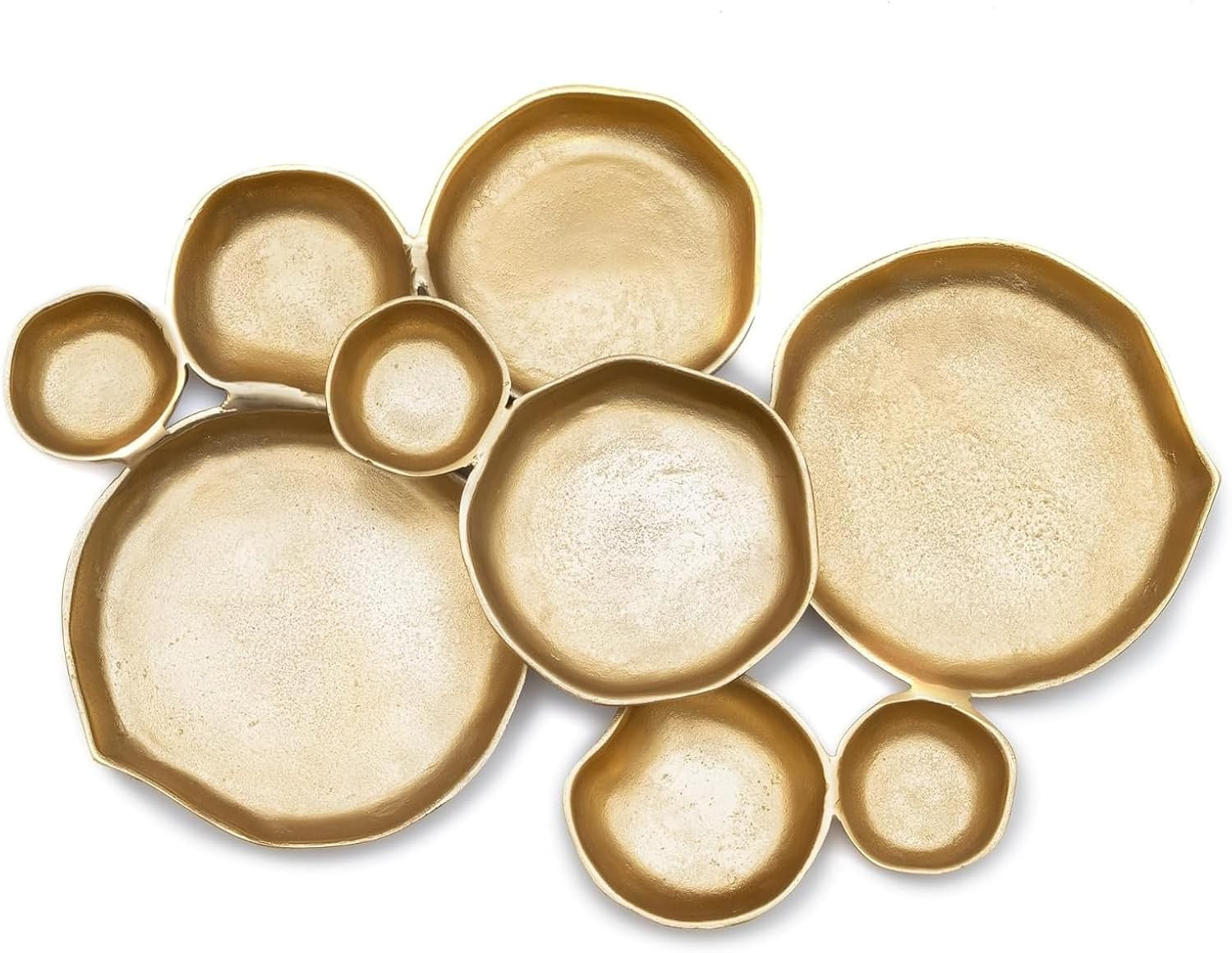 Amazon.com: 9 Cluster Decorative Bowls Bright Gold Brass Snack Tray Bowl Chip & Dip Serving Piece... | Amazon (US)