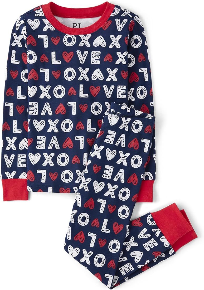 The Children's Place Kids' Valentine's Day Long Sleeve Top and Pants Snug Fit 100% Cotton 2 Piece... | Amazon (US)