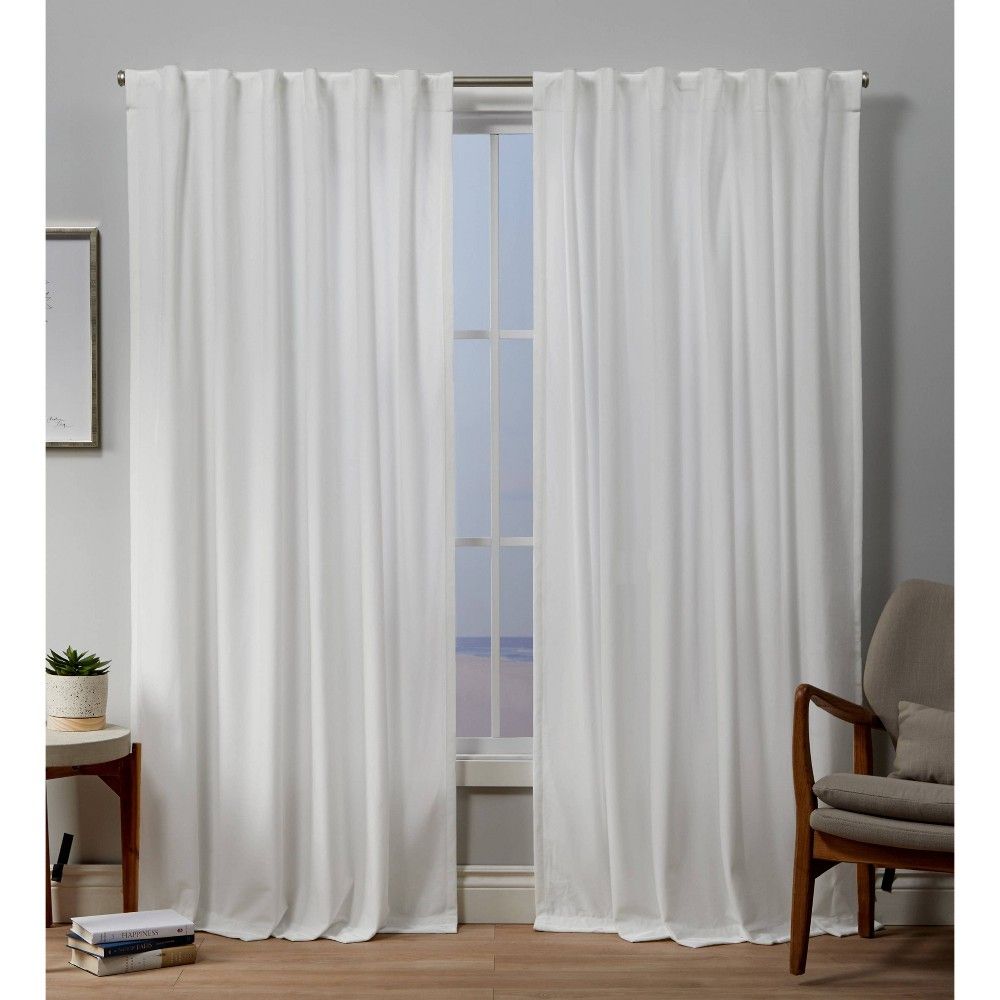 84""x54"" Velvet Back Tab Light Filtering Window Curtain Panels White - Exclusive Home | Target
