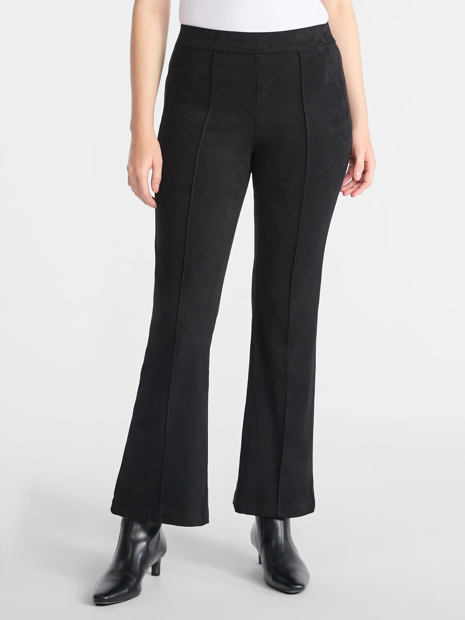 Time and Tru Women's Faux Suede Flare Pants, 30" Inseam, Sizes XXS-XXL | Walmart (US)