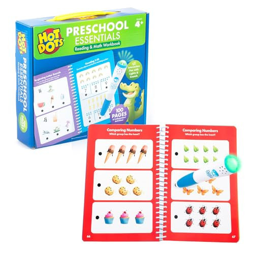 Educational Insights Hot Dots Preschool Workbook: Reading & Math Essentials - Toddler and Preschool Learning Activities, Preschool Classroom Must Haves | Amazon (US)