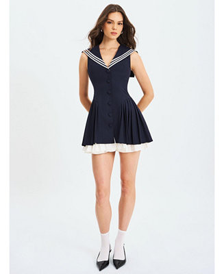 Women's Calliope Navy Sailor Pleated Mini Dress | Macy's