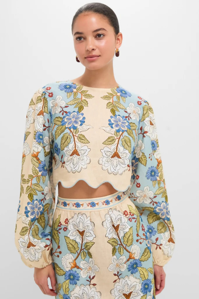 Garden Scarf Blue Long Sleeve Blouse | Tuckernuck (US)