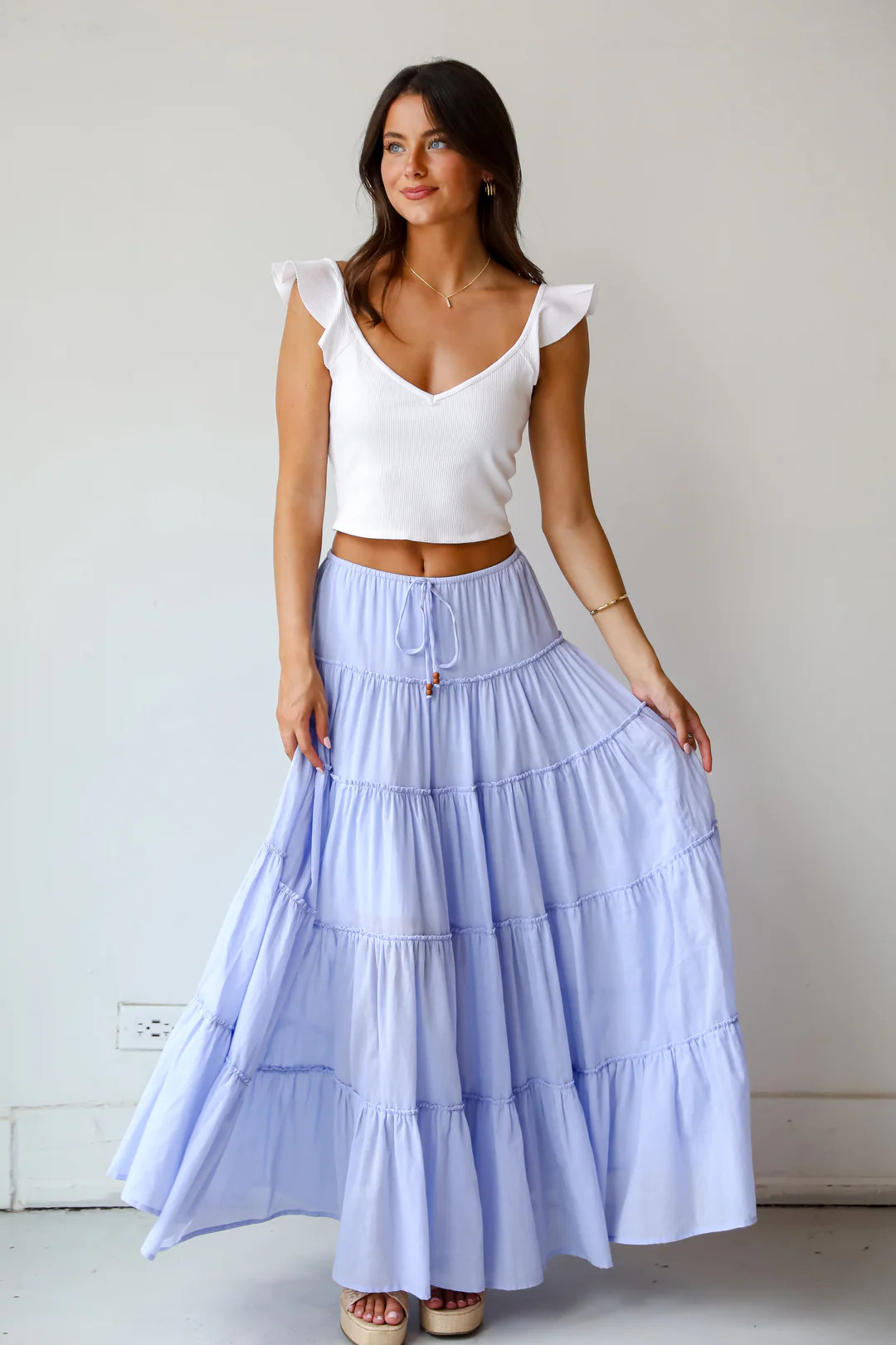 Adorable Lifestyle Periwinkle Tiered Maxi Skirt | Dress Up