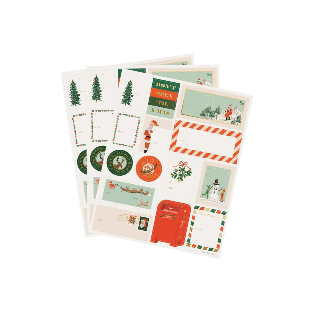 Santa's Workshop Stickers & Labels | Pink Antlers