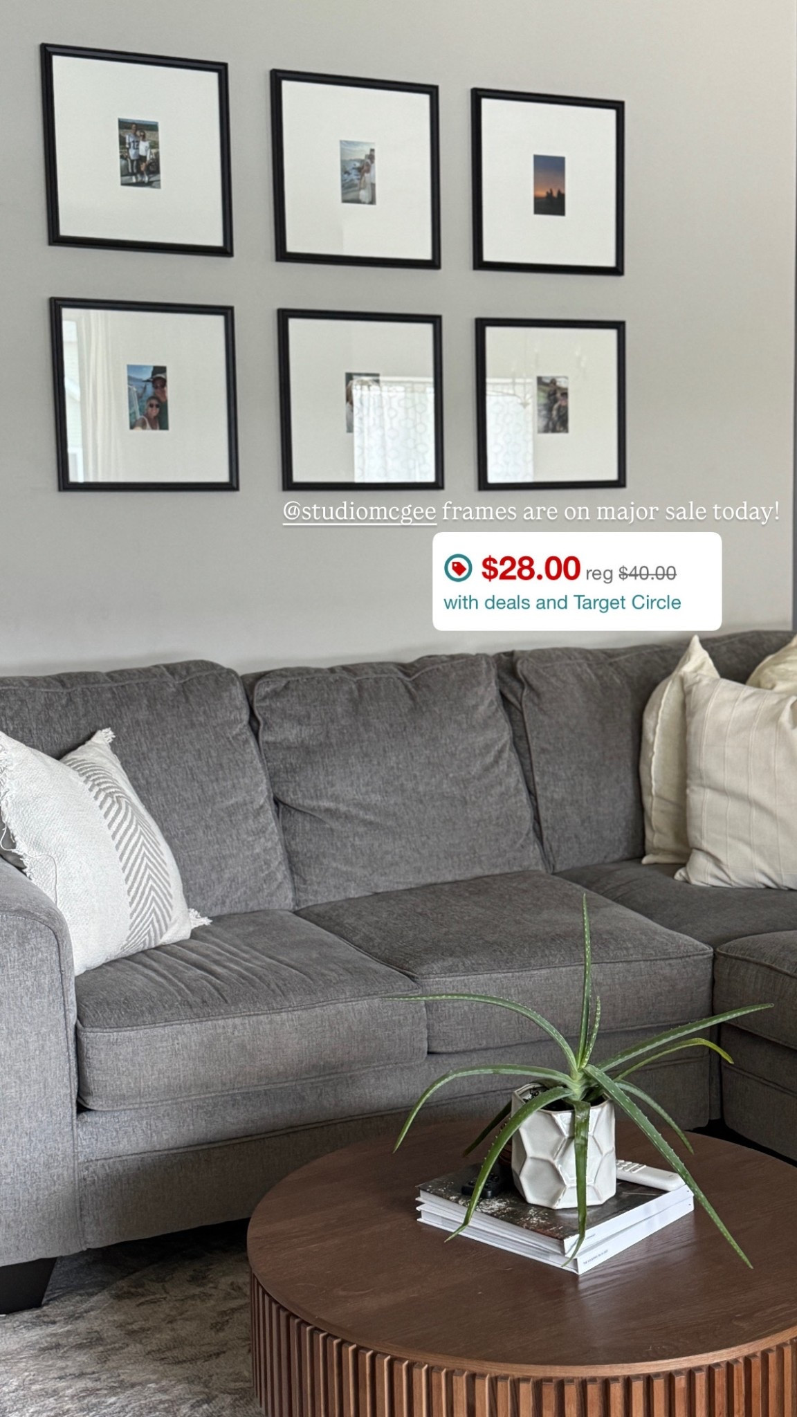 16x16 frames in all black with a 4x6 center photo!! 
Target / studio McGee 

#LTKFamily #LTKSaleAlert #LTKHome