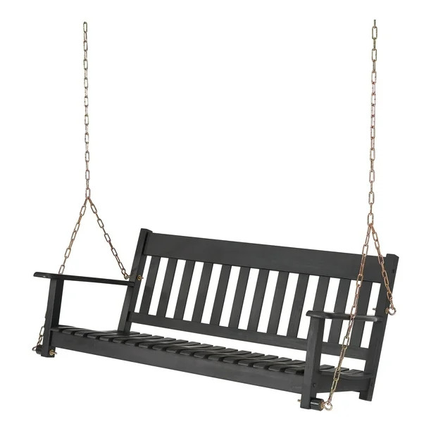 Better Homes & Gardens Delahey Hanging Wood Porch Swing | Walmart (US)
