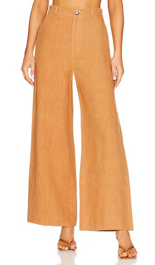 Enya Linen Pant in Camel | Revolve Clothing (Global)