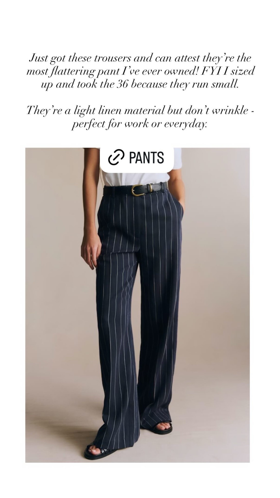 Just got these trousers and can attest they’re the most flattering pant I’ve ever owned! FYI I sized up and took the 36 because they run small.

They’re a light linen material but don’t wrinkle - perfect for work or everyday.

#LTKootd #LTKSeasonal #LTKWorkwear