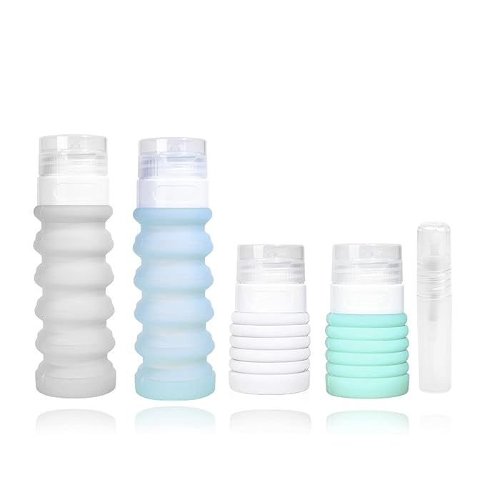 Collapsible Silicone Travel Size Bottles Portable Squeezable Refillable Containers Set for Cosmet... | Amazon (US)