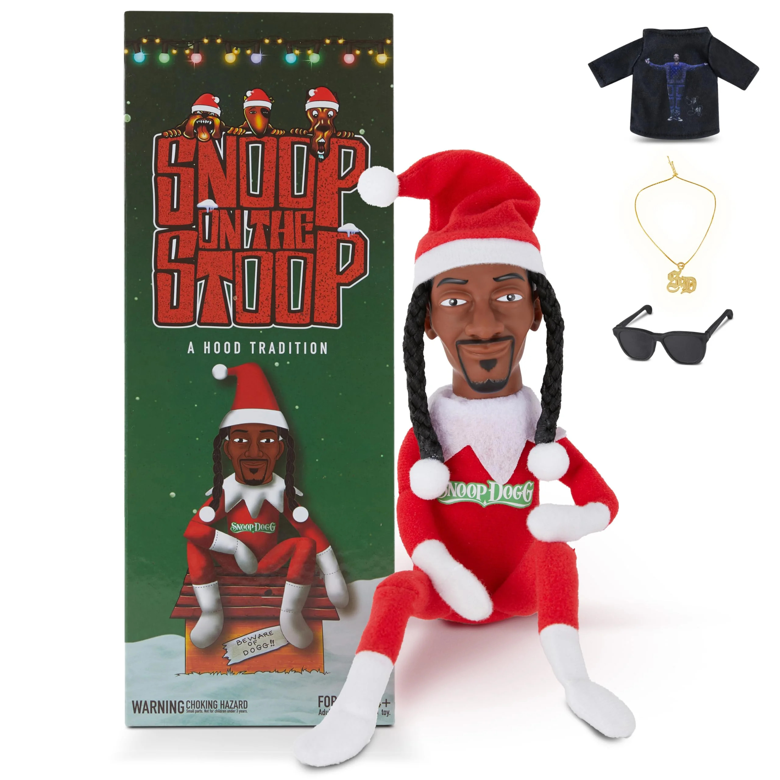 Snoop Dogg Snoop on a Stoop 2024 Christmas Elf Doll, 12” Small Plush Toys Shelf Decor, Includes... | Walmart (US)