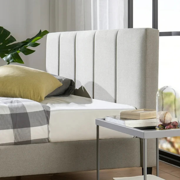 Zinus Maddon 35” Upholstered Platform Bed Frame, Beige, King - Walmart.com | Walmart (US)