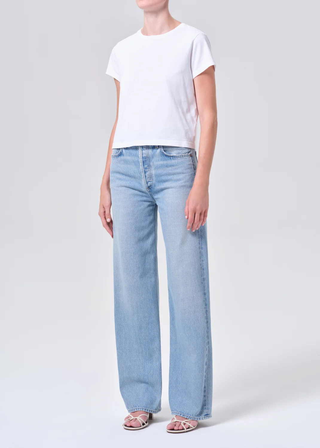 Adine Shrunken Tee in White | AGOLDE