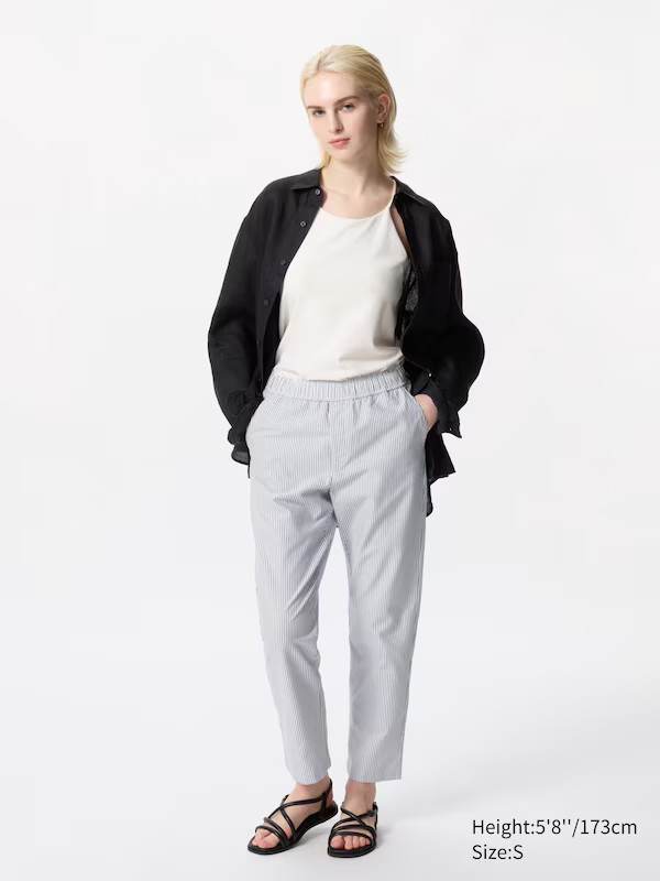 Katoenen Relaxed Fit Enkelbroek (Lang, Gestreept) | Uniqlo BE