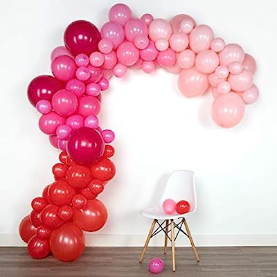 Lunar Bliss 16 ft Balloon Arch & Garland Kit | 100 Balloons, Red, Fuchsia, Pink | Birthday Party ... | Amazon (US)