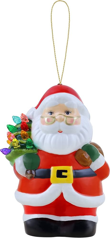 Mr. Christmas Mini Ceramic Figures 5"-Santa Christmas Décor, Red | Amazon (US)