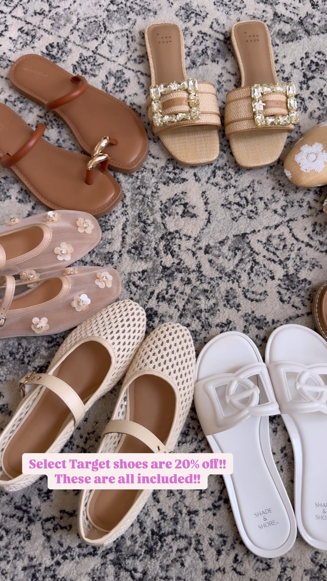Target shoes 20% off! 
Spring sandals 
Spring flats 
Mesh flats 
Sandals
Trending shoes 
Look for less shoes 


#LTKSeasonal #LTKShoeCrush #LTKSaleAlert