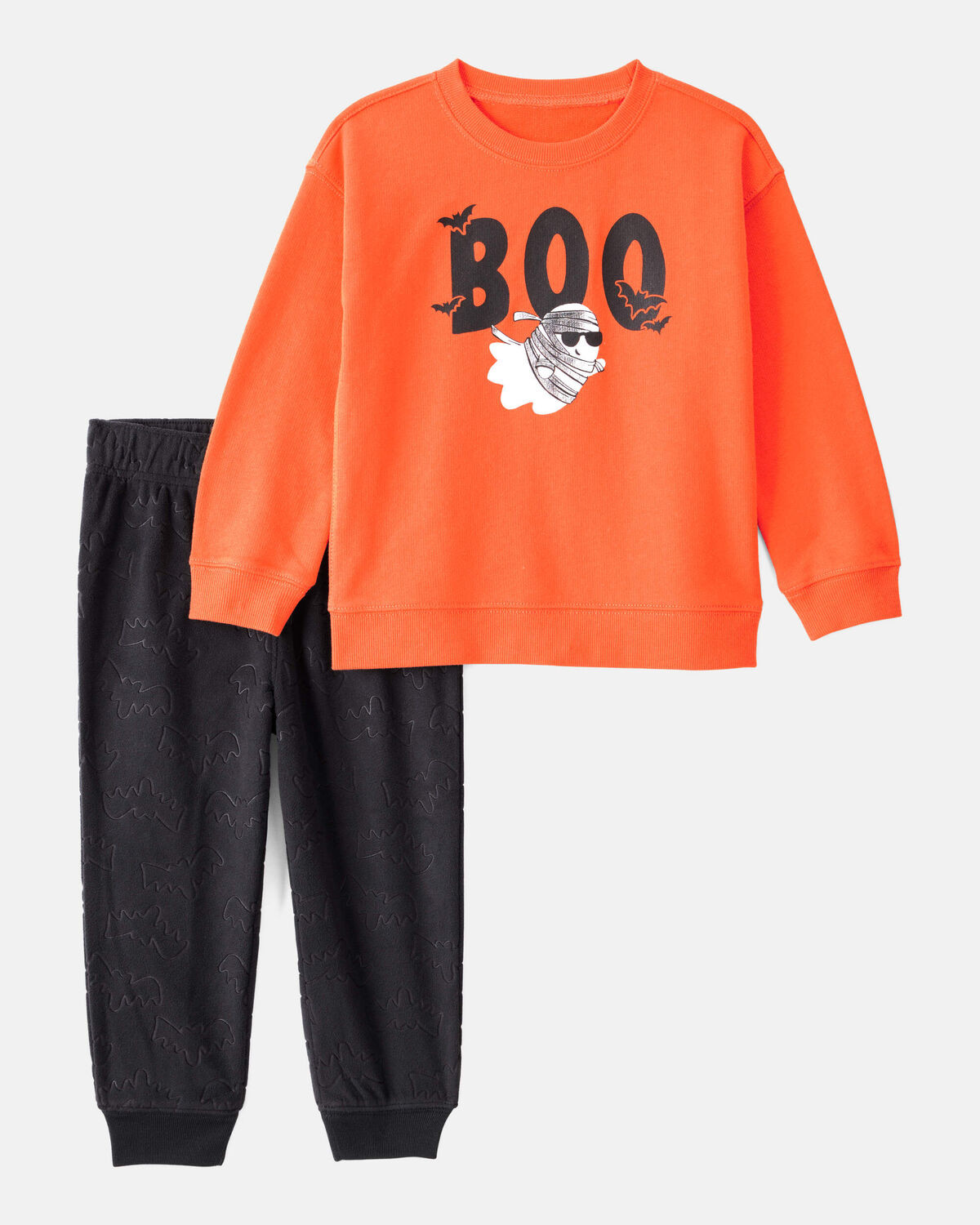 Toddler 2-Piece Halloween Ghost Pullover Sweatshirt & Jogger Set - Orange/Black | Carter's Inc