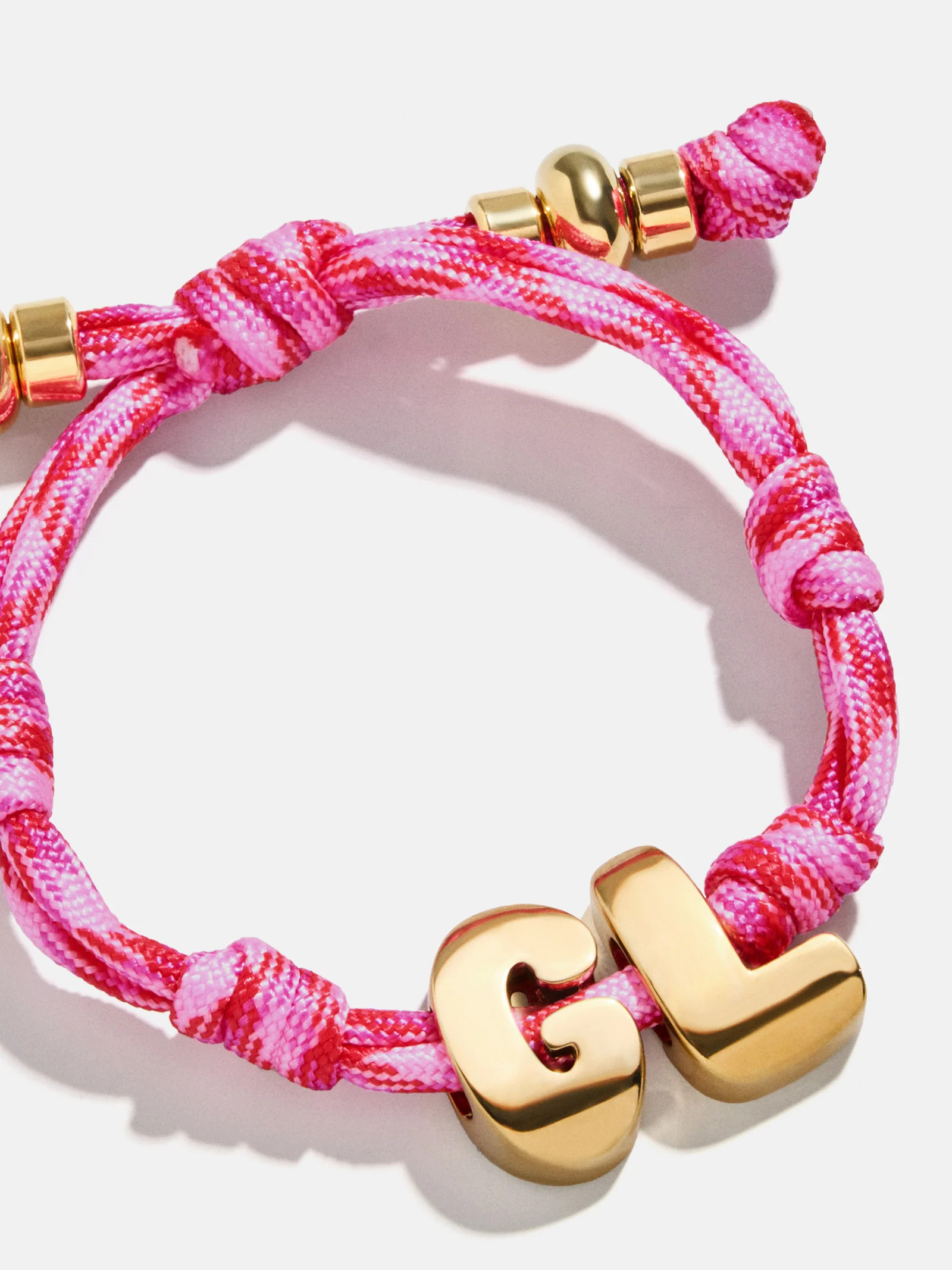 Knotty Initial Custom Bracelet - Fuchsia Double Letters | BaubleBar