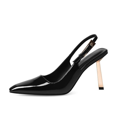 iiimmu Stiletto Heels for Women Closed Toe 4 in Black Heels Pumps Square Toe Evening Dress Shoes, Size 6.5 | Amazon (US)