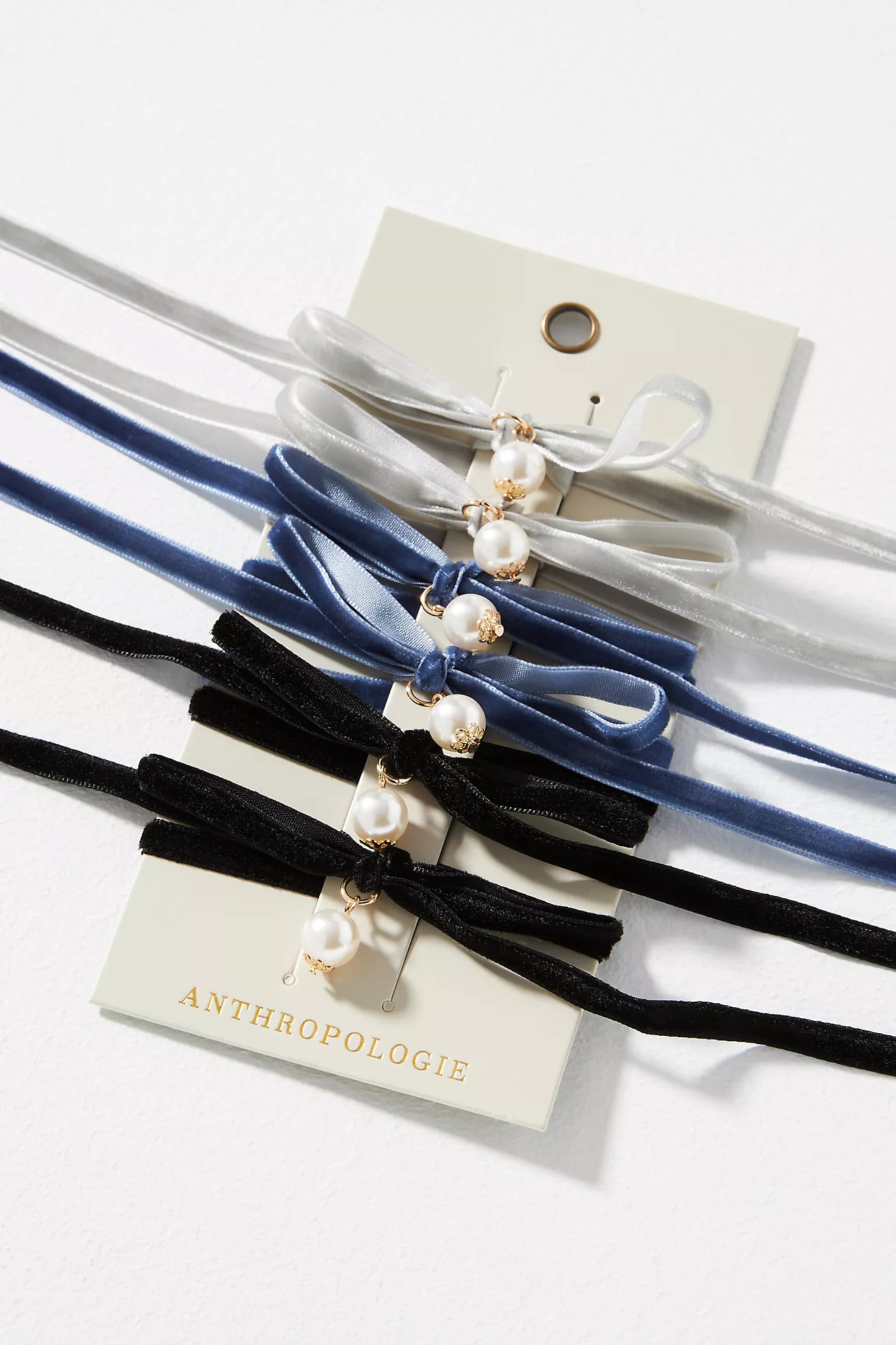 Pearl Velvet Wrap Hair Ties, Set of 6 | Anthropologie (US)