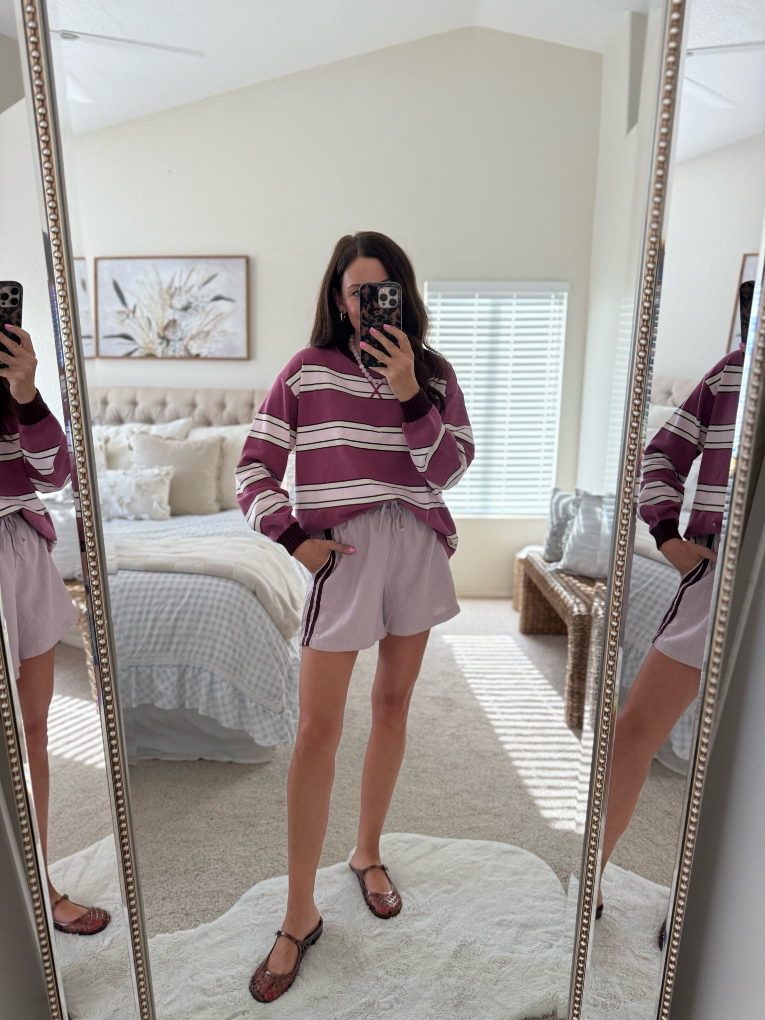 Target shorts in a small// ON SALE
Sweater-xs 
Flats-run tts
Fall outfit idea when it’s still warm out!

#LTKSaleAlert #LTKSeasonal #LTKootd
