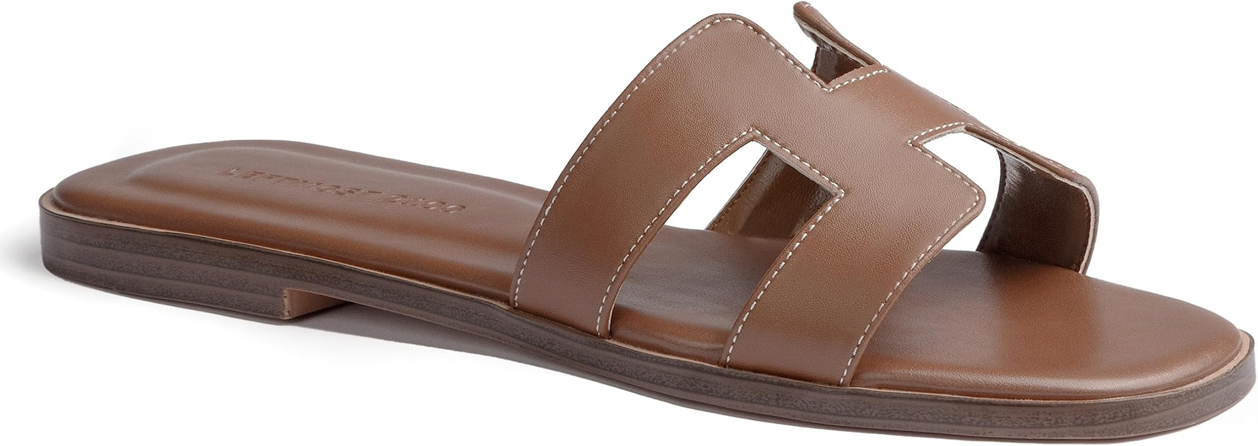 Women's Flat Sandals Summer Fashion Slides With Soft Leather Slip On Party Slippers Shoes for Sum... | Amazon (US)