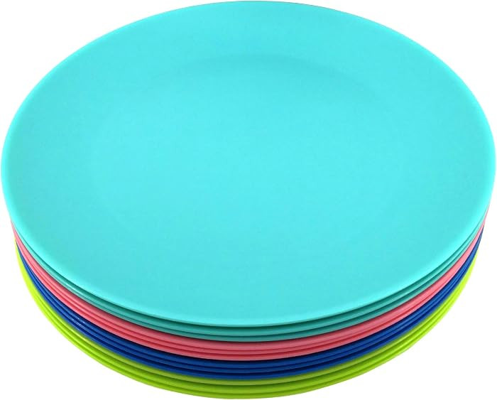 Plastic Plates Reusable 10 inch - Kitchen Flat Dinner Plate - Dishwasher Safe & Microwavable Plat... | Amazon (US)