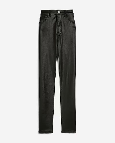 Super High Waisted Black Coated Skinny Jeans | Express