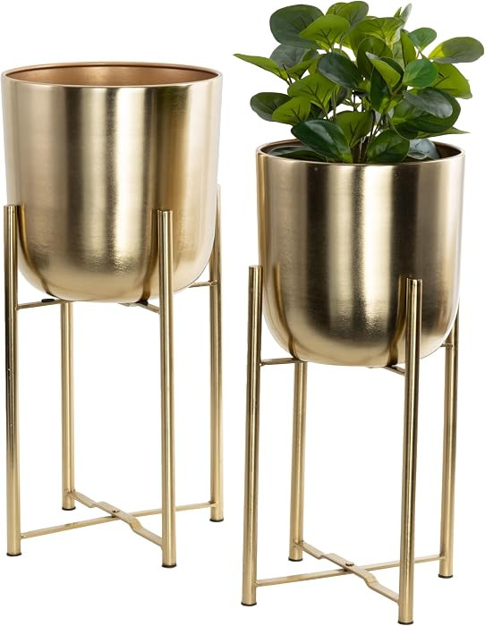 CosmoLiving by Cosmopolitan Metal Dome Planters, Set of 2, 19", 22"H, Gold | Amazon (US)