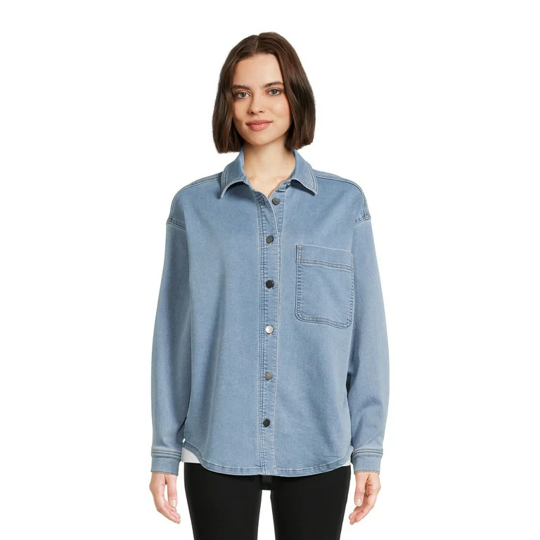 No Boundaries Juniors' Knit Shacket with Long Sleeves, Sizes XS-XXXL | Walmart (US)