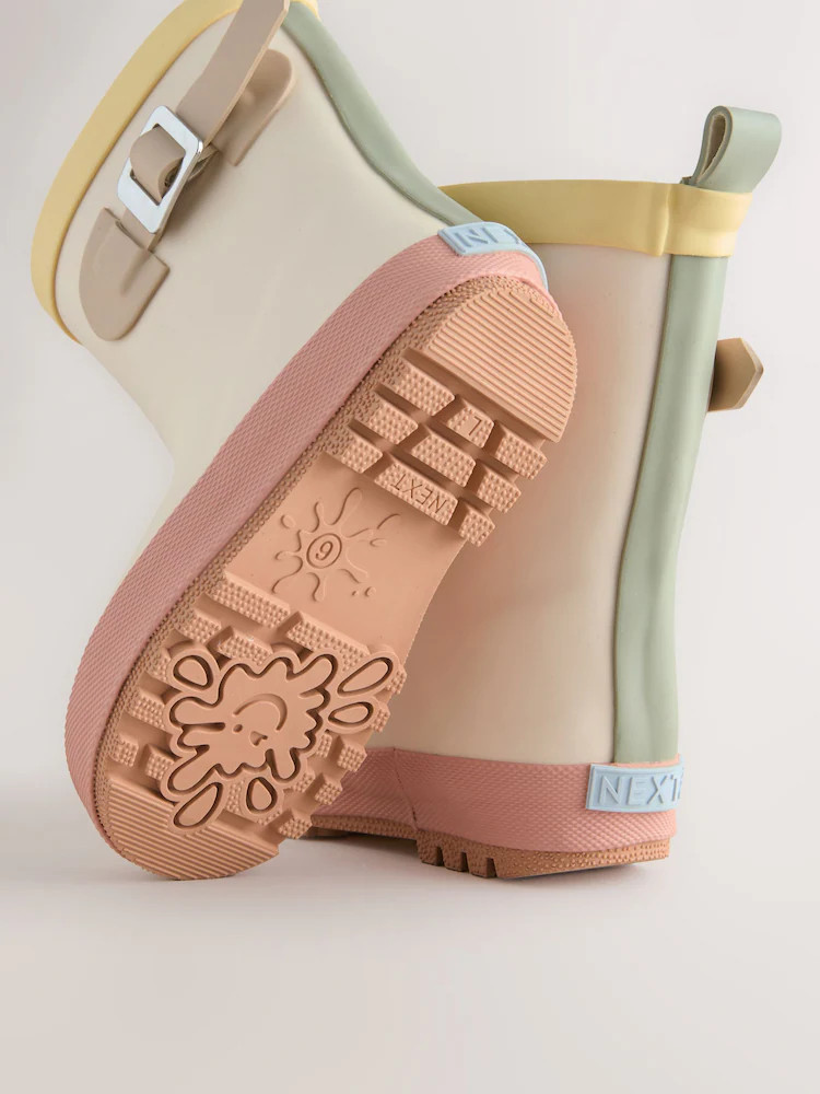 Neutral Colourblock Buckle Wellies | Next US