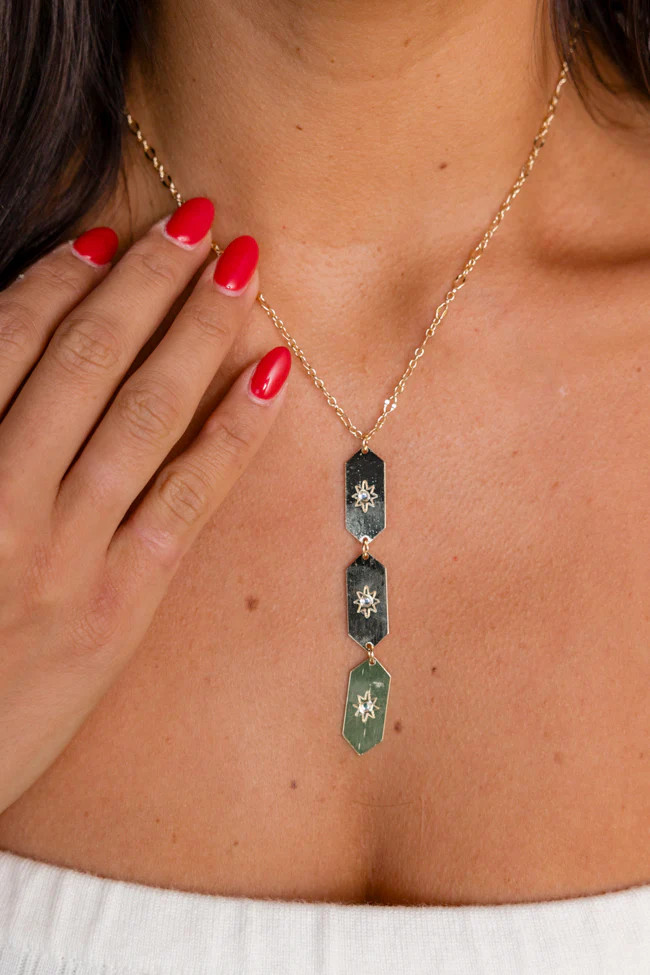 Gold Star Plated Drop Necklace | Pink Lily