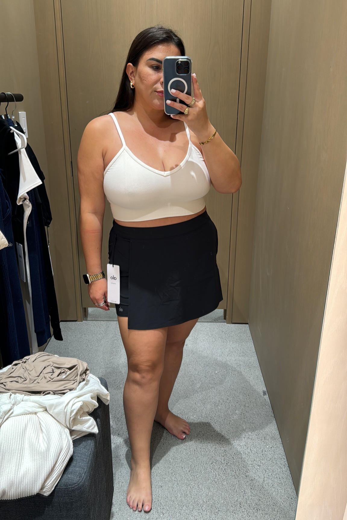 Comfiest bra ever. And the little skort is a win win. 

#LTKplussize #LTKfitness #LTKmidsize