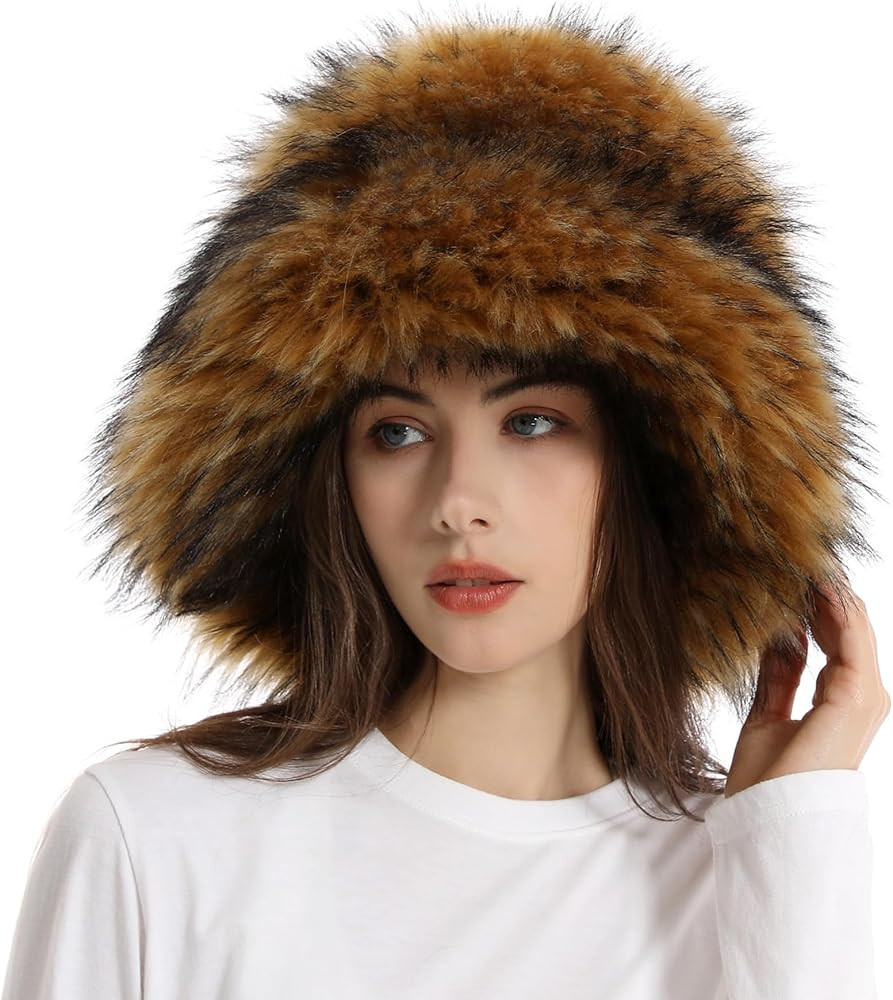 yamerbo Women Fuzzy Bucket Hat Winter Fluffy Furry Plush Faux Fur Hats Warm Plush Multicolored Bu... | Amazon (US)