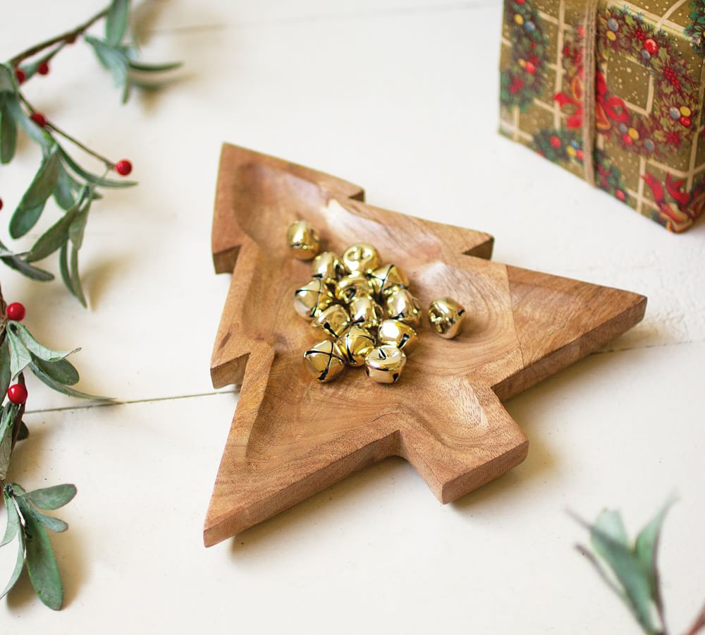 Mango Wooden Christmas Tree Tray | Pottery Barn (US)