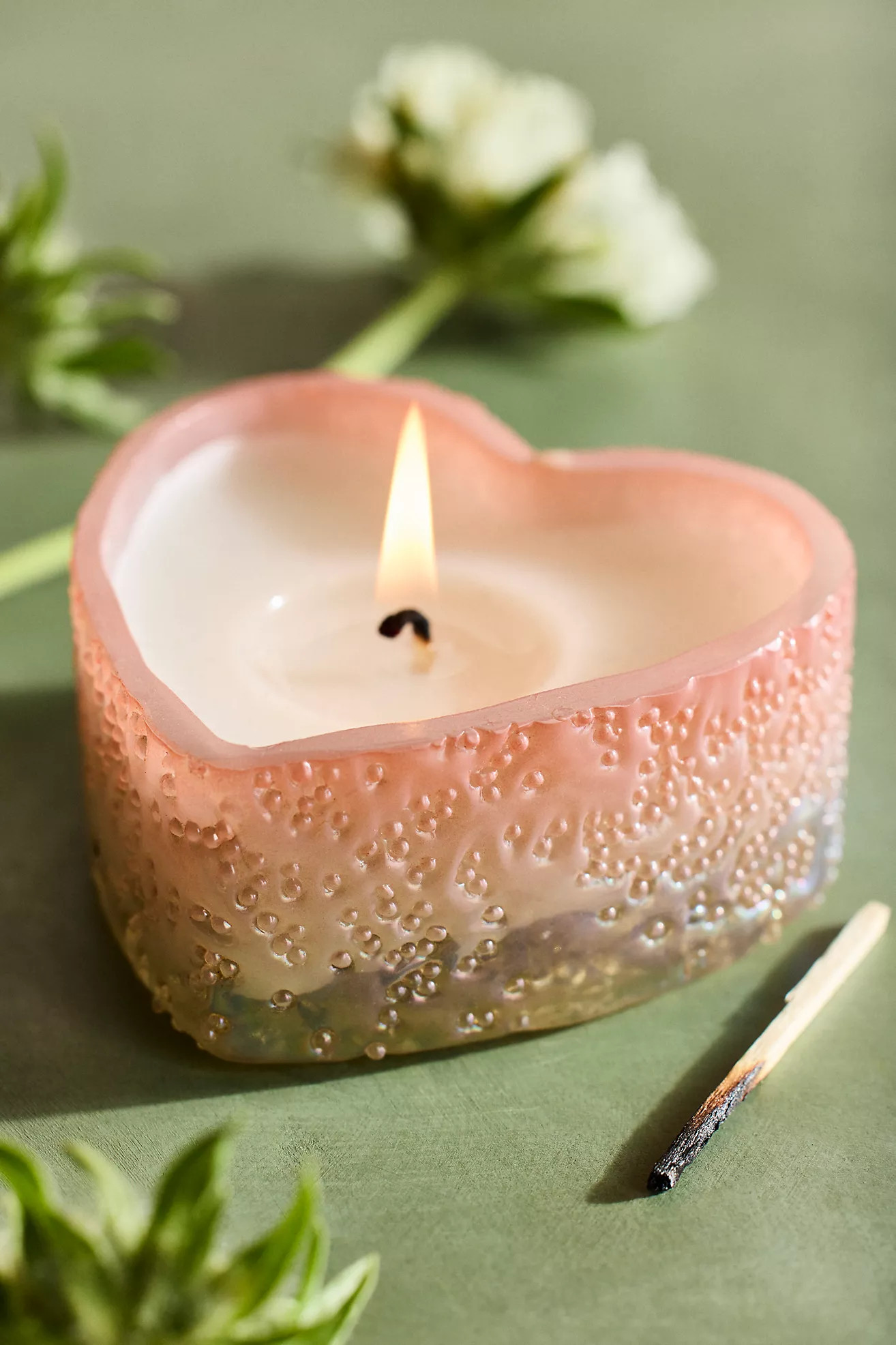 Bubble Glass Heart Candle, Peony Blush | Anthropologie (US)
