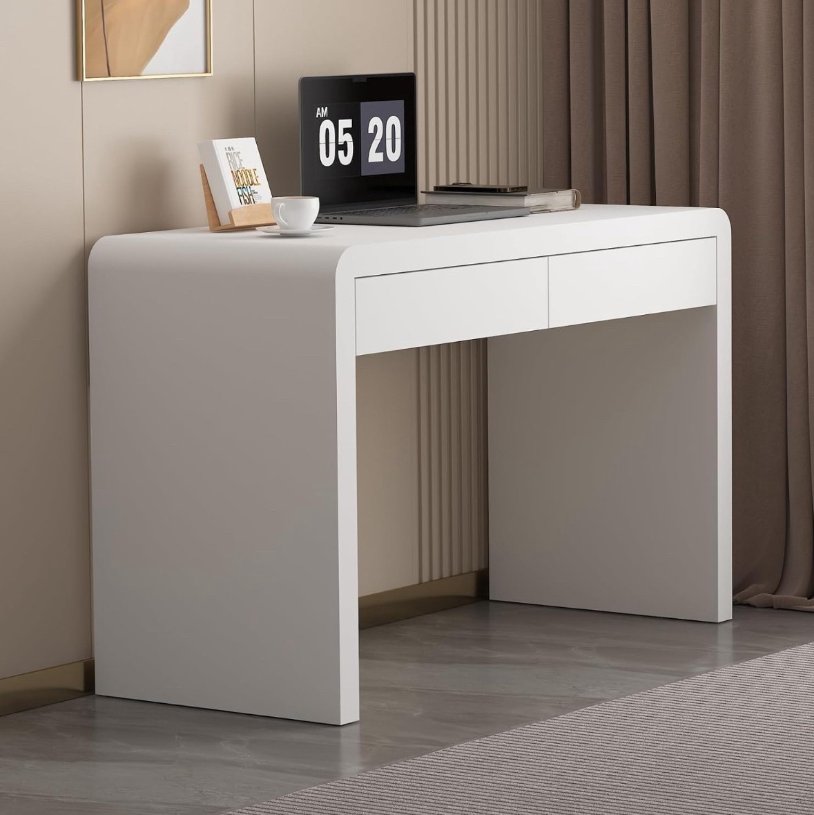 I originally had a different white desk picked out for one of my guest rooms but I just found this one on Amazon for less than half the price (under $250) & I honestly like it more?! Love the rounded edges bc I tend to bump into things! 

#LTKU #LTKStyleTip #LTKHome