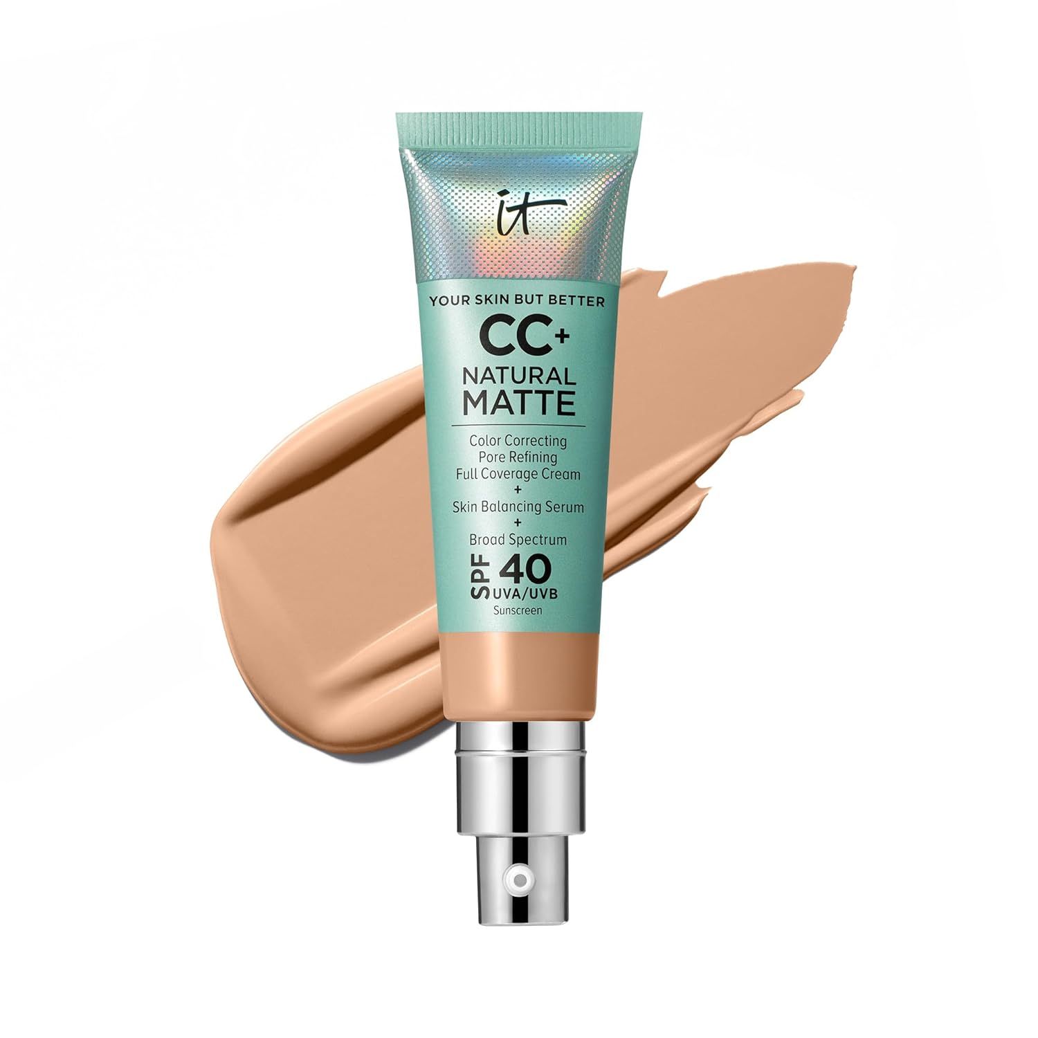IT Cosmetics CC+ Cream Natural Matte Foundation with SPF 40 - Shine-Reducing & Long-Wear Full Cov... | Amazon (US)