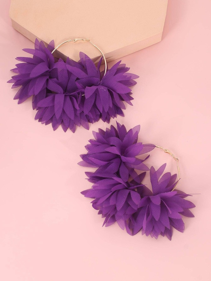 Flower Decor Hoop Earrings Valentines | SHEIN
