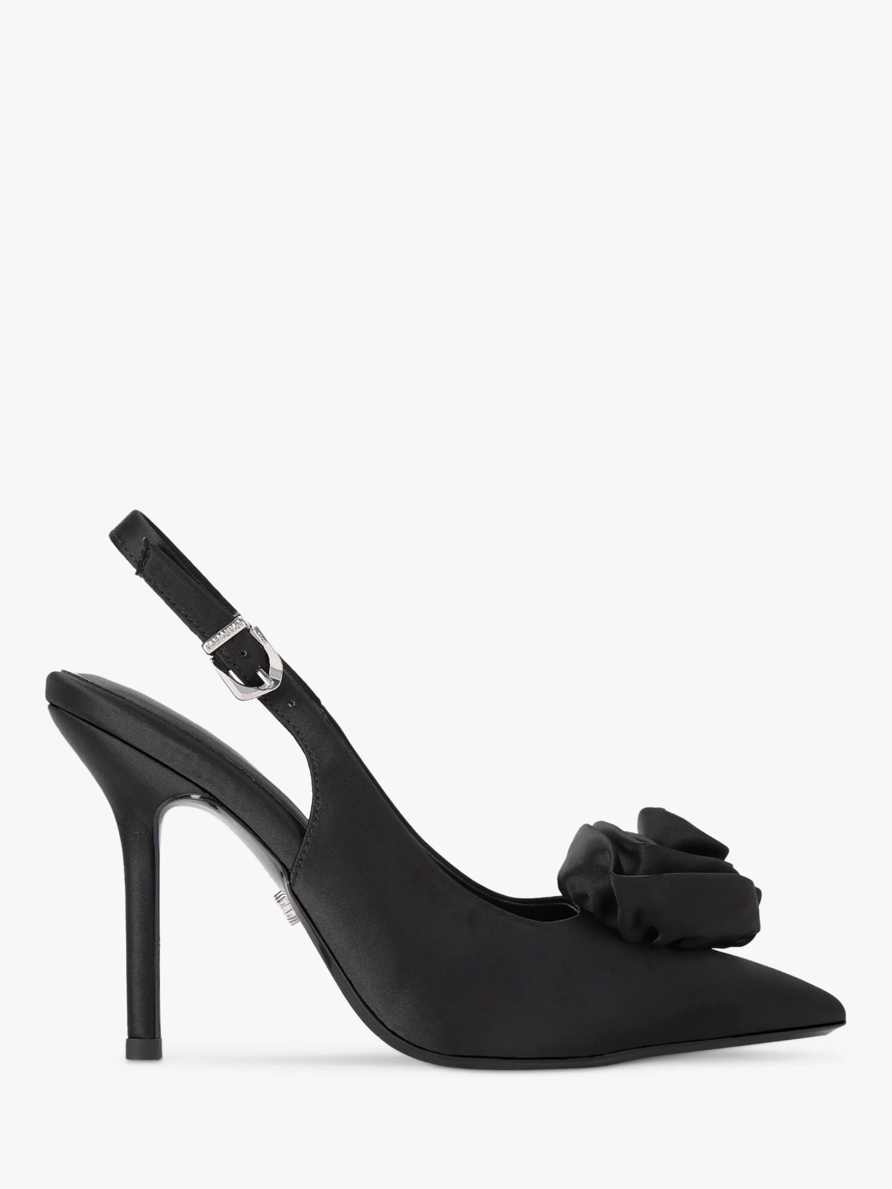 Carvela Corsage Satin Slingback Court Shoes, Black | John Lewis (UK)