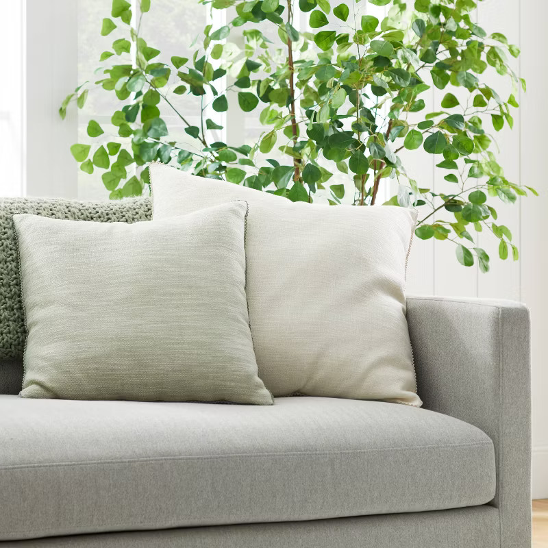 Chambray Square Throw Pillow with Lace Trim Sage - Threshold™ designed with Studio McGee | Target