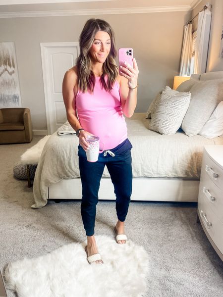 Tank-$8 tts (I went up to a large for the bump but medium also works with bump!) love this bubblegum color but comes in tons of colors!

Joggers-size small. Works for bump, functional drawstring and has pockets. 

Sandals-size 8 tts. On sale 30% off code: SPRING30

Click below to shop 


#LTKsalealert #LTKbump #LTKfindsunder100