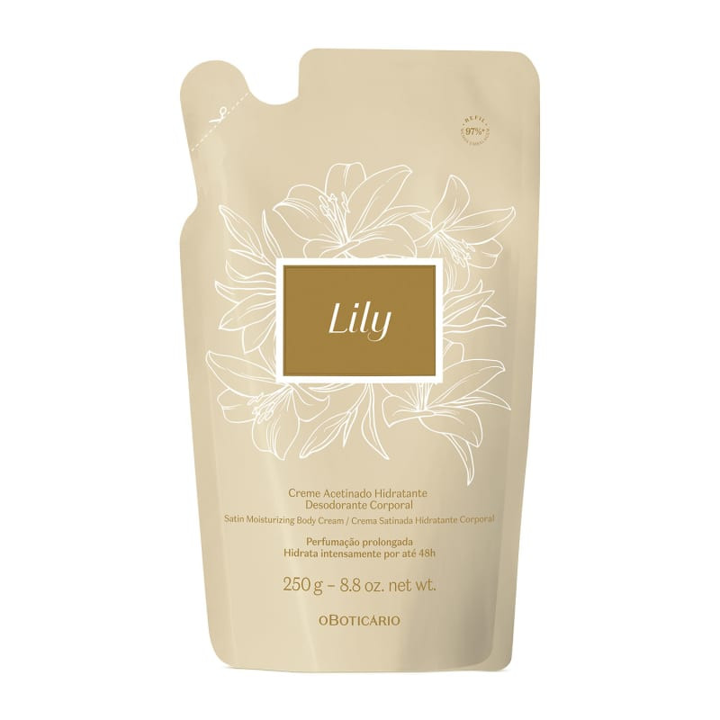 Refil Creme Acetinado Desodorante Hidratante Corporal Lily 250g | oBoticario (BR)