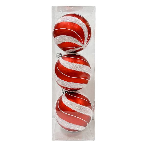 3-Count Red & White Ornaments, 5.9" | At Home