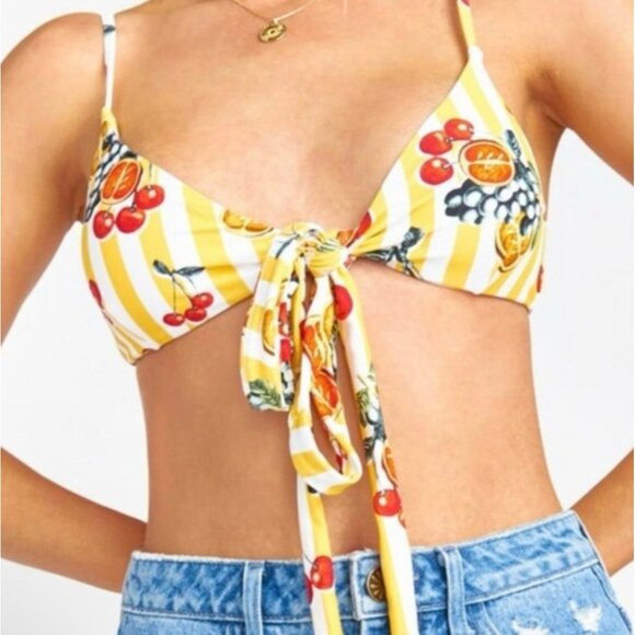 Show Me Your Mumu Triangle Bikini Top XS Rumba fruit basket Print Wire-Free NWT | Poshmark